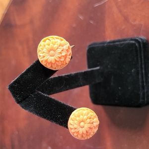 Vintage carved screwback earrings